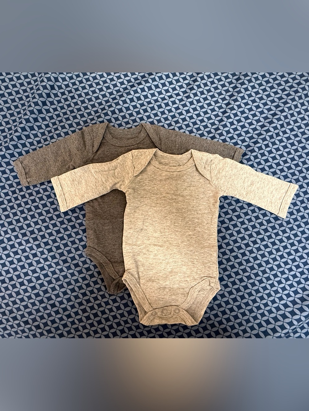 Neutral Long-Sleeve Baby One-Piece Bodysuits - Light Gray & Dark Gray